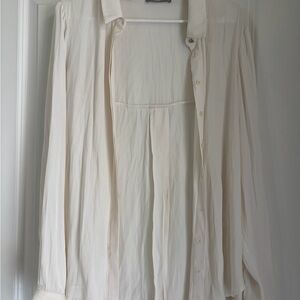 Tart Cream Button-Down Blouse